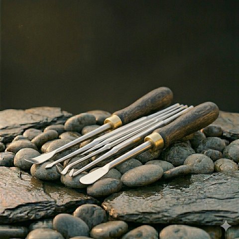 A set of crevice picks and scraper tools