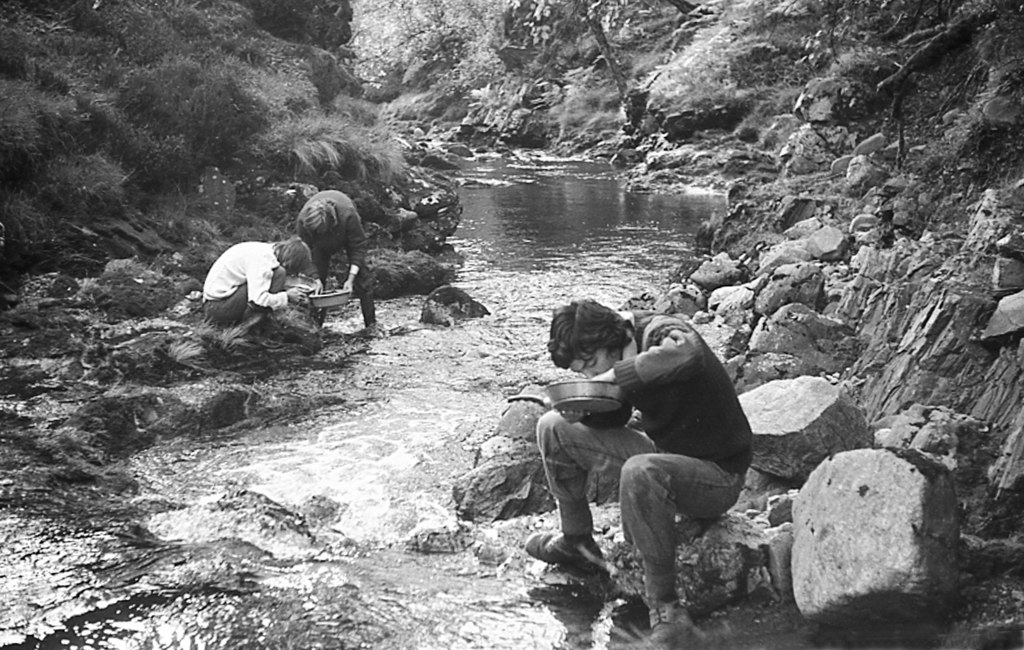 Panning for gold in the Kildonan Burn, Sutherland - the UK's number one gold panning location.