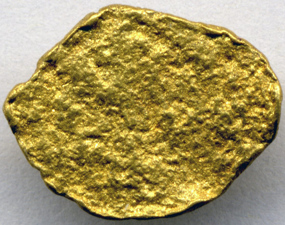 A natural placer gold nugget